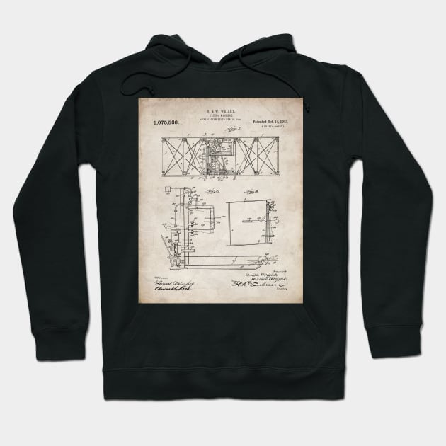 Wright Brothers Aircraft Patent - Aviation Art - Antique Hoodie by patentpress